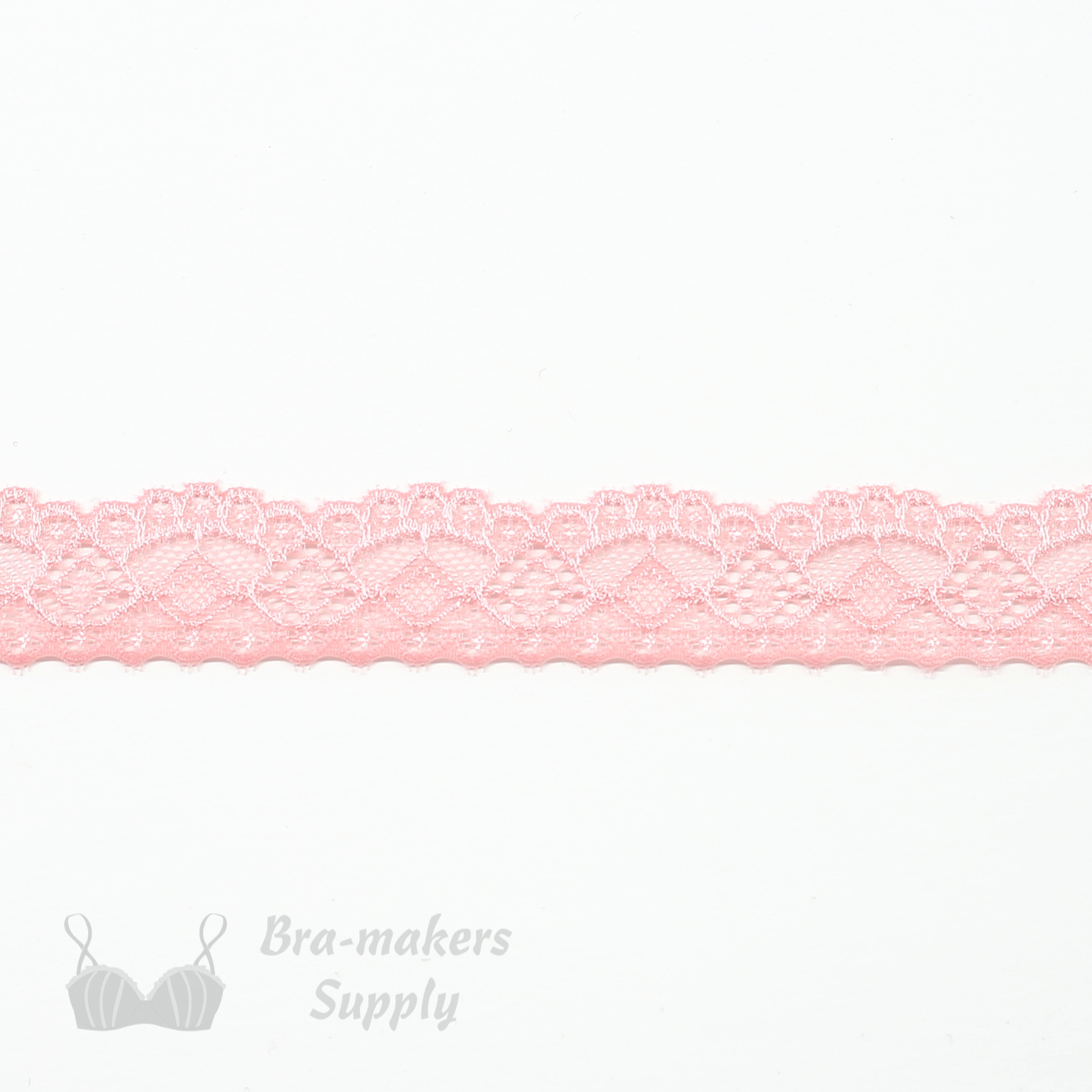 One Inch Pink Rose Stretch Scalloped Lace Trim - Bra-Makers Supply